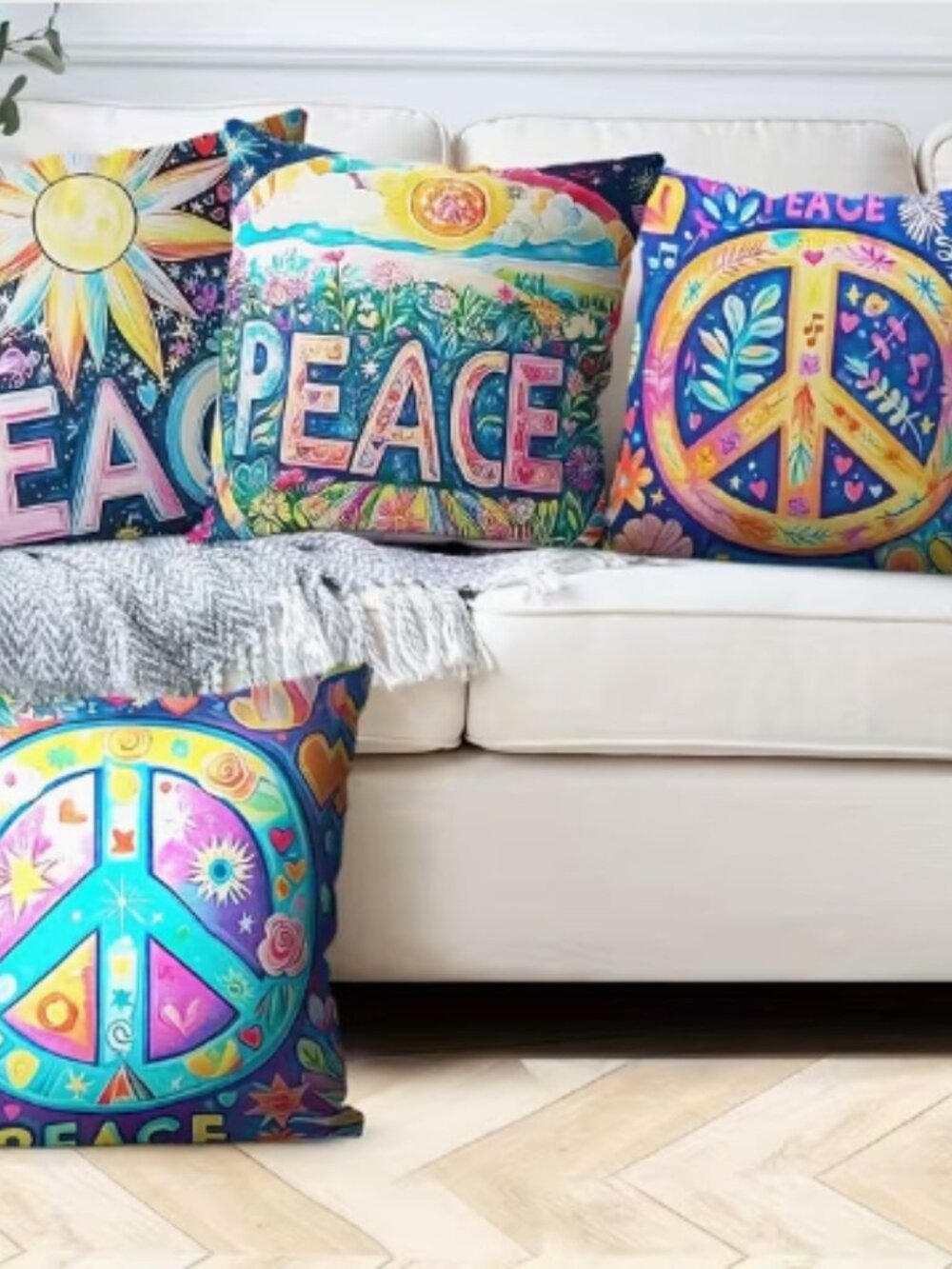 Set of 4 Colorful Pillow Cases
